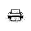 Monochrome printer illustration with paper, printing technology concept design Royalty Free Stock Photo