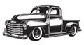 Monochrome illustration of retro style truck Royalty Free Stock Photo