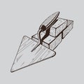 It is monochrome illustration of trowel