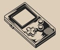 Monochrome illustration of the vintage pocket console