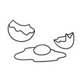 Monochrome image, Broken egg, eggshell, egg glaze, vector cartoon Royalty Free Stock Photo