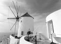 Greek Traditional Windmill at Oia Village on Santorini Island, Greece Royalty Free Stock Photo