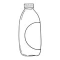 Monochrome image, high plastic milk bottle, copy space, vector cartoon