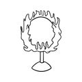 Monochrome image, Ring on a stand, ring of fire for performing circus tricks, vector cartoon