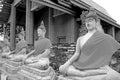 Row of the Buddha Images in Wat Yai Chai Mongkhon Temple, Ayutthaya, Thailand Royalty Free Stock Photo