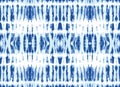 Monochrome Indigo Bright Tie-Dye Shibori Mirrored Vertical Stripes on White Background Vector Seamless Pattern