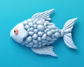 Inflatable balloon sea fish, isolated on blue background. AI generative
