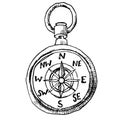 Compass ink sketch Royalty Free Stock Photo