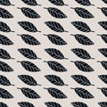 Monochrome isolated floral seamless pattern with geometric leafs. White background and black botanic elements