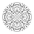 Black contour isolated arabesque mandala with leaves 2