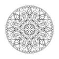 Black contour isolated arabesque mandala with leaves