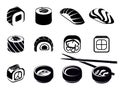 Monochrome Japanese Food Icons Set