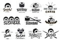 Monochrome Japanese Food Labels Set