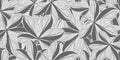 Monochrome jungle leaves seamless pattern. Black and white tropical wallpaper. Exotic hawaiian backdrop Royalty Free Stock Photo