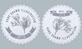 Monochrome labels design with illustration of cinchona