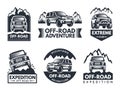 Monochrome labels set with suv cars