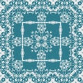 Monochrome lace arabesque square carpet in teal