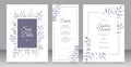 Monochrome leaves wedding invitation set design