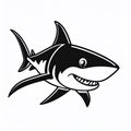 Monochrome logo emblem, predatory shark on a white background. Royalty Free Stock Photo