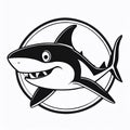 Monochrome logo emblem, shark on a white background. Royalty Free Stock Photo