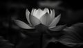 Monochrome lotus water lily, macro beauty in nature outdoors generated by AI Royalty Free Stock Photo