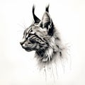 Monochrome Lynx Head Tattoo Inspired By Andy Fairhurst And Nicolaes Maes Royalty Free Stock Photo