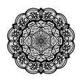 Monochrome mandala doodle element in boho style . Decorative round pattern, flower mandala, ethnic ornament, lace napkin Royalty Free Stock Photo