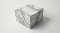 Monochrome Marble Cube on a White Background