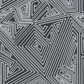 Monochrome maze seamless pattern with grunge effect