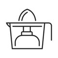 Monochrome mechanical juicer line icon vector illustration. Simple logo fruits and vegetable press