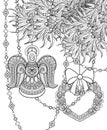 Monochrome Merry Christmas Illustration, Ethnic Motif