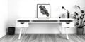 Monochrome Minimalist Abstract Design on a Simple Office Desk with Clean Lines