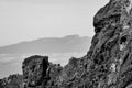 Monochrome moonscape in the mountains Royalty Free Stock Photo