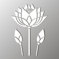 Monochrome mosaic of a stylized lotus flower