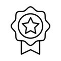 Monochrome most popular linear icon vector illustration. Simple best award achievement approved