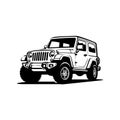 Monochrome Offroad 4x4 Vehicle Silhouette Vector Art Isolated Royalty Free Stock Photo