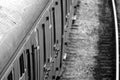 Monochrome old railway carriages Royalty Free Stock Photo