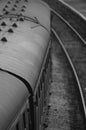 Monochrome old railway carriages Royalty Free Stock Photo