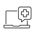 Monochrome online medical appointment icon vector remotely doctor consultation first aid service Royalty Free Stock Photo