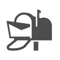 Monochrome open mailbox with letter inside icon vector postal container for envelope delivery Royalty Free Stock Photo