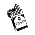 Monochrome opened pack of cigarettes Royalty Free Stock Photo