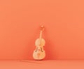 Monochrome orange color single violing and string in a pink studio, 3d rendering
