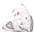 Monochrome ornament with heart and floral elements Royalty Free Stock Photo