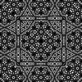Monochrome ornamental background. East, old ornament with simmetrical lines. Template for carpet or shawl Royalty Free Stock Photo