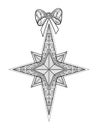 Monochrome Ornate Christmas Star with Bow, Happy New Year