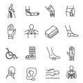 Monochrome orthopedic system set line icon vector illustration physical injury rehabilitation