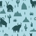 Monochrome pattern with mountain animals Royalty Free Stock Photo