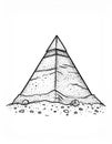 Monochrome Pen Sketch of a Sandy Pyramid with Three Layers on White Background Royalty Free Stock Photo