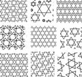 Monochrome Pentagram seamless Japanese pattern set