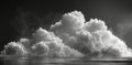 Monochrome photo of a massive cumulus cloud above a tranquil body of water Royalty Free Stock Photo